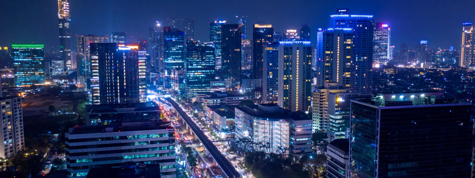 City lights at night seen from above